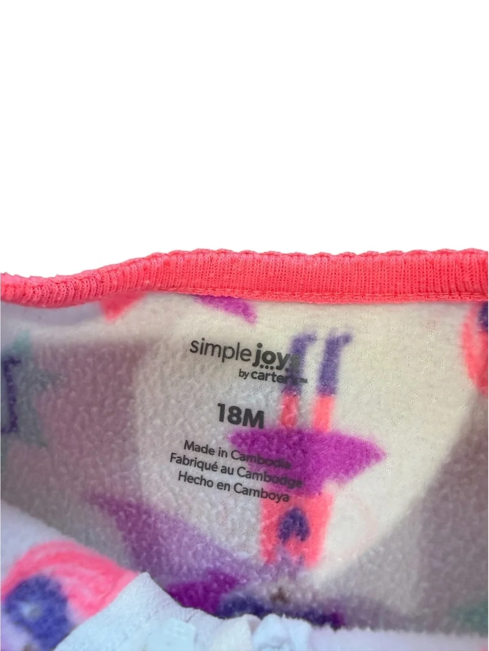 Set of 3 Carter's Simple Joys Baby Fleece Footed Pajamas, Size 18M, Pink, Purple